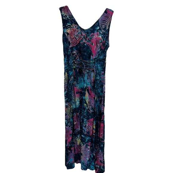 Vintage Tropical Fish Print Muumuu Hawaiian Dress - Picture 4 of 8